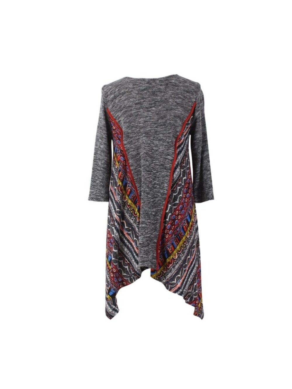 Citron Top Poeme Sz M Black White Multi Colored Asymmetrical Poly Rayon Top - Picture 10 of 10